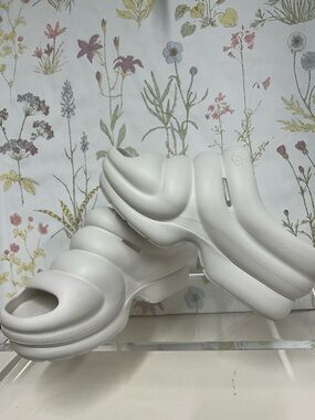 UGG White Sculpted Slip-On Platform Mules